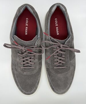 Cole Haan Men's Gray Suede Sneakers with Red Accents